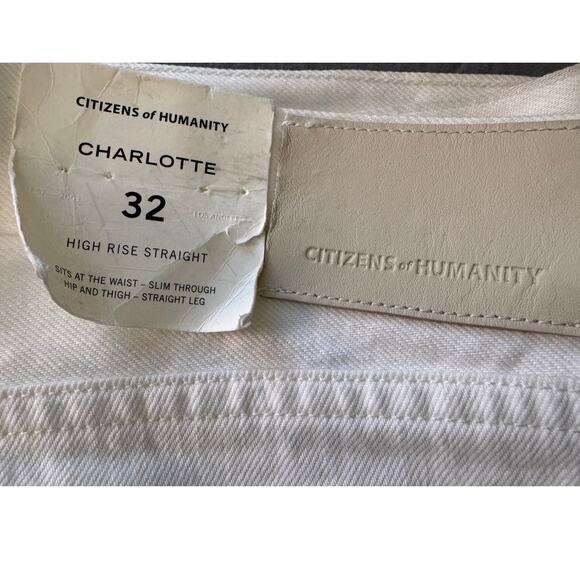 NEW CITIZENS OF HUMANITY White Charlotte High Rise Straight Leg Jeans Size 32 - Picture 9 of 11